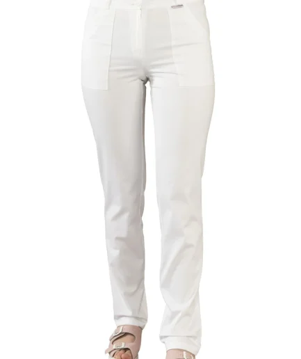 Ženske radne hlače 0052 bijele – medicinske hlače s četiri džepa
