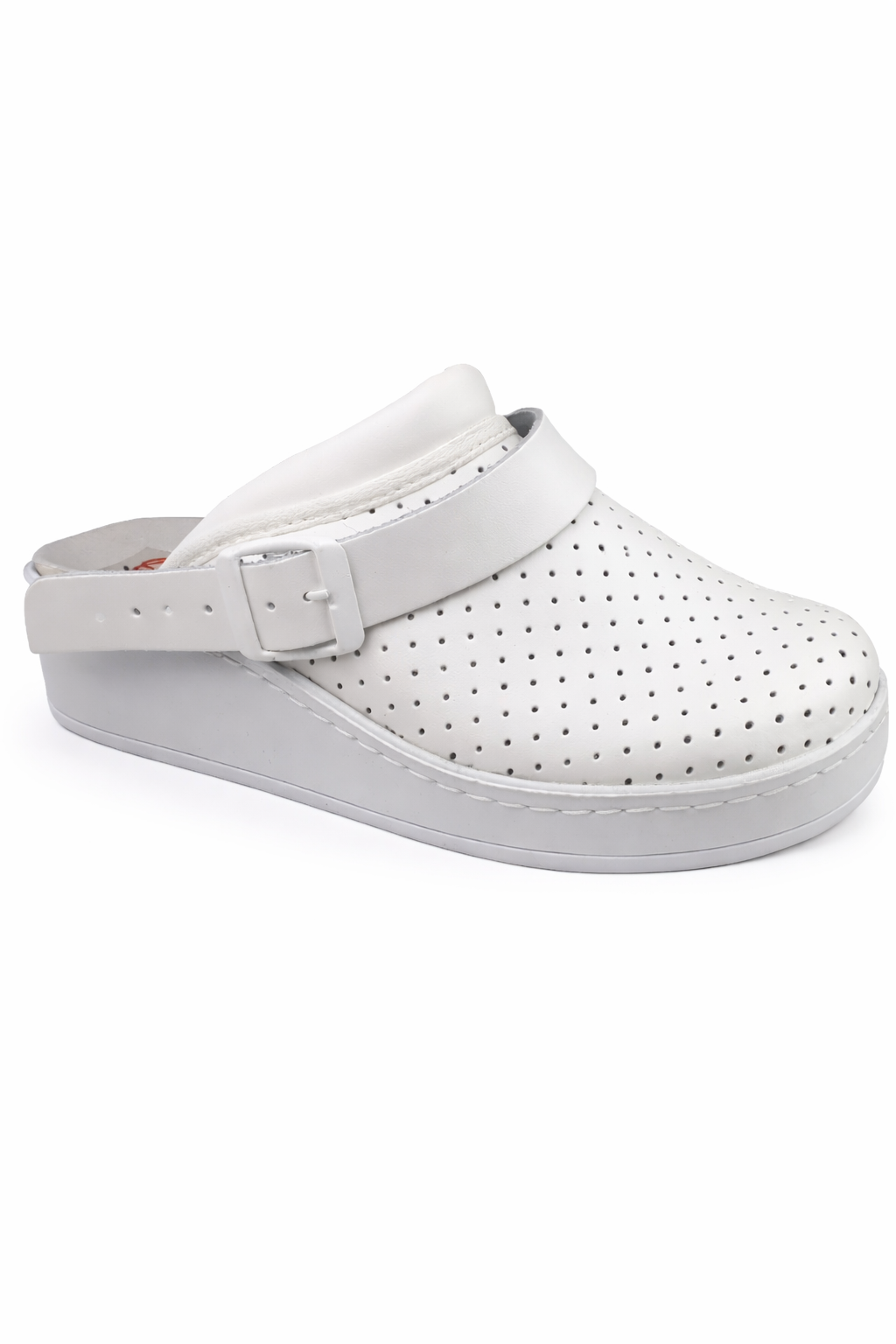 2005 bijela Anatomske papuče 2005 bijele – perforirane medicinske klompe s remenom, kožna radna i zdravstvena obuća